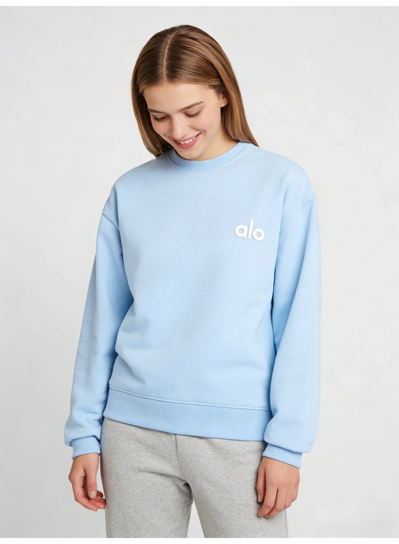 Alo World Classic Sky Blue Crewneck Sweatshirt for Everyday Wear - Image 2